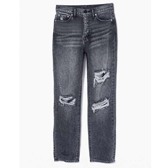 NWT UO BDG High-Waisted Slim Straight Jean – Washed Black Distressed - Picture 3 of 6